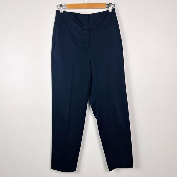 LEWIT Women's Navy Blue High Waist Trouser Dress Pants Button Size 6 - Picture 7 of 7